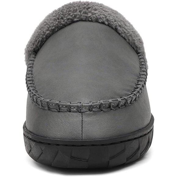 New Men's Slipper Moccasin Size 6-7 Dark Gray Faux Fur - Picture 11 of 17